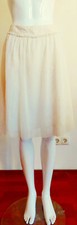 Tüllrock knielang Sommerrock Damenrock Faltenrock beige weiß S