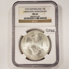 1970 Netherlands 10 Gulden