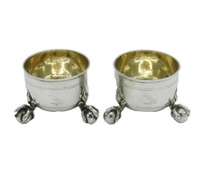 Viktorianisches Paar Sterlingsilber Adlerkralle Salzkeller Antik 1872 Garrard's