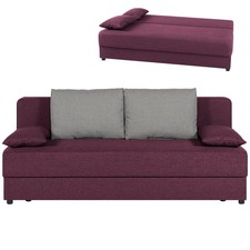 Schlafsofa - violett-silber - mit Staukasten Sofa Couch Gästecouch Gästesofa