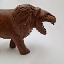 Löwe Figur Holz retro Raubkatze Geschnitzt Kunsthandwerk Vintage Löwenfigur 18cm
