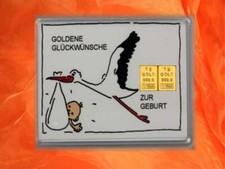 Zur Geburt Motiv Storch Gold