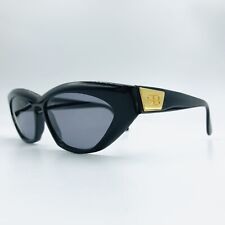 Vintage 80er Sonnenbrille Damen eckig schwarz gold Renato Balestra 1810 RB LOGO