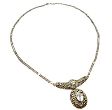 Traum Collier Aquamarin & Markasite Jugendstil 925 Silber Art Deco Fahrner Ära