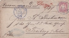 Bayern , 1872 , Nürnberg - Freiberg (Sachsen) , 3 Kreuzer