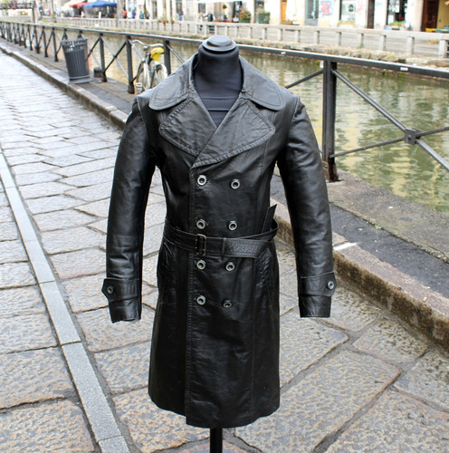 Herren schwarz ledermantel