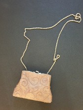 kleine Tasche, Abendtasche, Vintage, Beige-Rose, Kettenhenkel