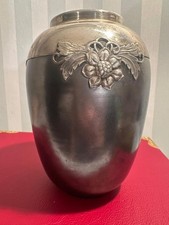 Keramikvase mit 800 Silbermontur, Jugendstil, Blumendekor, punziert, 19 cm