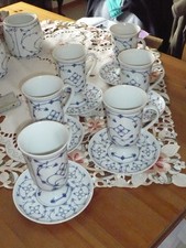 6 Kakaobecher mit Unterteller  Walter   Indisch Blau  Porzellan  (46)