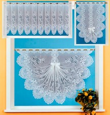 Gardine Bistrogardine Muschelbogen Schwalbenschwanz weiß Jacquard Blumen Typ42