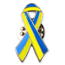 Schleife Pin - Anstecker blau/gelb - Solidarität Ukraine - Ansteck-Pin blau/gelb