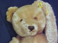 Alter Steiff - Teddy, Knopf u. Fahne, ca. 1950-60, hervorragender Zustand - TOP!