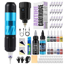 Tattoo Maschine Set Kabellos mit 1500mAh Akku & 20 Nadeln für Anfänger
