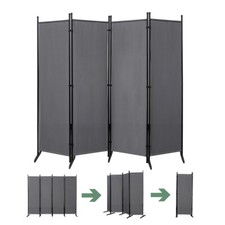 Paravent 4 Falten grau Geeignet für Innenraumteiler Faltbarer Paravent 200×176cm