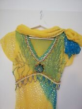 Indisches Kleid, Bollywood Gewand, 38, bunt, reich verziert gelb, blau, mehrfarb