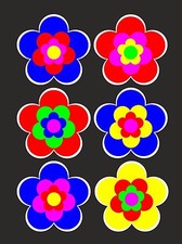 6 Sets verfügbar je 6 x 5 cm Retro Retrostyle Blumen Prilblume Blume Aufkleber