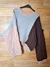 in sein mit Pullover von Only-XL-Lagenlook - weit - kuschelig - braun/grau/rosa