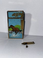 Vintage Luxus Feuerzeug Zenith 6800 Made In Japan Blau Pferdebild Defekt Bastler