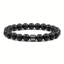 Armband Hämatit Onyx Achat schwarze Perlen Glücksarmband Damen Herren Armband
