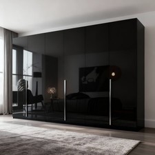 Kleiderschrank Prince 6‑türig mit Spiegel & Zubehörpaket Edle Metallgriffe NEU