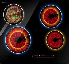 Elektroherd Ceranfeld 6700W Einbau 4 Zonen Touch Control Timer Kindersicherung