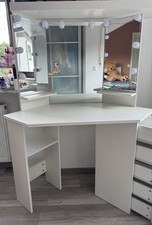 Schminktisch mit LED Beleuchtung Schlafzimmer Frisiertisch Spiegel und Schublade