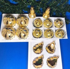 16 Weihnachtskugeln Tannenbaum Glocken Glas gold Baumbehang Christbaumschmuck