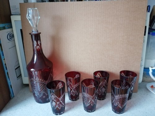 Vintage glas likörkaraffe - glas,