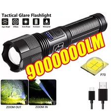 Rechargeable 990000LM LED Flashlight Tactical Police Super Bright Torch Zoomable