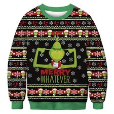 Grinch Weihnachtspullover – Ugly Sweater Damen Herren Lustig Festlich