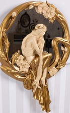 Spiegel Jugendstil Frau Wandspiegel Antik Figur Mädchen Blumenkranz Veronese