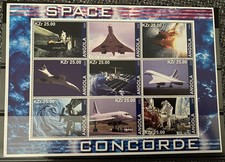 Zusammendruck 9 Briefmarken Motive Raumfahrt und Flugzeug Concorde,  Postfrisch