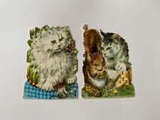 Alte Oblaten Glanzbilder Süße Katzen PZB 1364 Chromos  Victorian Scraps die cut