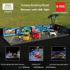 1/64 Diorama Open Air Parkplatz Modell LED Licht Stadt Auto Garage Szene Modell