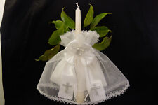 Kerzenrock mit Unterrock  Kommunion Taufe  weiß/silber(D3,5-5cm)