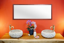 Waschtischplatte Suar Holz Platte Baumkante Natur Echt Holz Massiv Baumkante Bad