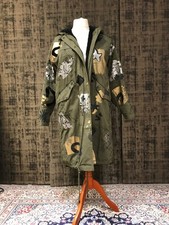 Jacke Mantel parka khaki damen /gold/silber mit echt pelz neu