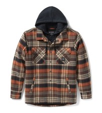 Harley-Davidson Hemdjacke B&S Hooded, Braun/Orange, Baumwoll-Twill, Gr. M-3XL