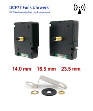 Funkuhrwerk DCF lautlos  14 - 16 - 23 mm Welle - ohne ticken - für DIY Wanduhr