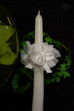  Kerzenschmuck Tropfschutz  Kommunion Taufe weiß/silber  (D3,5-5cm)