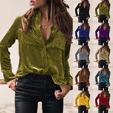 Damen Hemd Bluse Samt Party