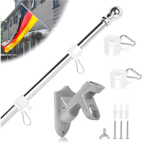 Fahnenmast edelstahl 5m - edelstahl, 1.5m