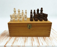 Holz Schachspiel mit Holzkiste und 32 Schach Spielfiguren Gesellschaftsspiel