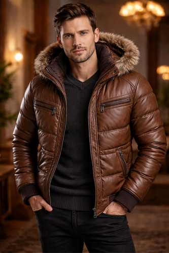 Herren braun echt schafsleder - echt,
