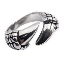 Edelstahl Ring Drachen Klaue Herrenring Damenring Kralle Dragon Gothic Biker 