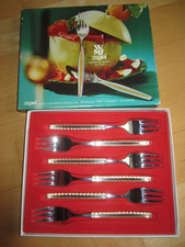 WMF CAPRI 6 Kuchengabeln Cromargan 6 Personen sehr guter Zustand Palma Gold