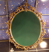 antik Wand Spiegel Italy Messing oval  groß HBT 41x31x2,5
