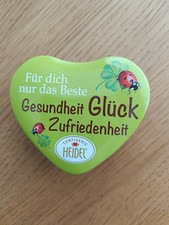 Herz Blechdose Dose Herzform zum Befüllen "Gesundheit Glück Zufriedenheit"