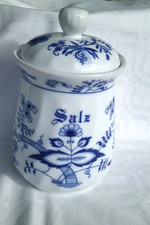 Vorratsdose Salz Porzellan Weiß Blau Zwiebelmuster