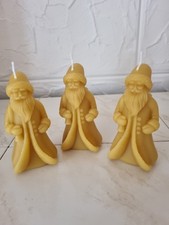 Bienenwachs Kerzen Set 3 Stück Nikolaus / Weihnachtsmann Handgegossen